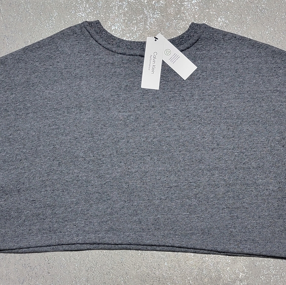 NEW Calvin Klein Performance Women's XS Bold Outline LogoCropped Grey Sweatshirt - Picture 8 of 12